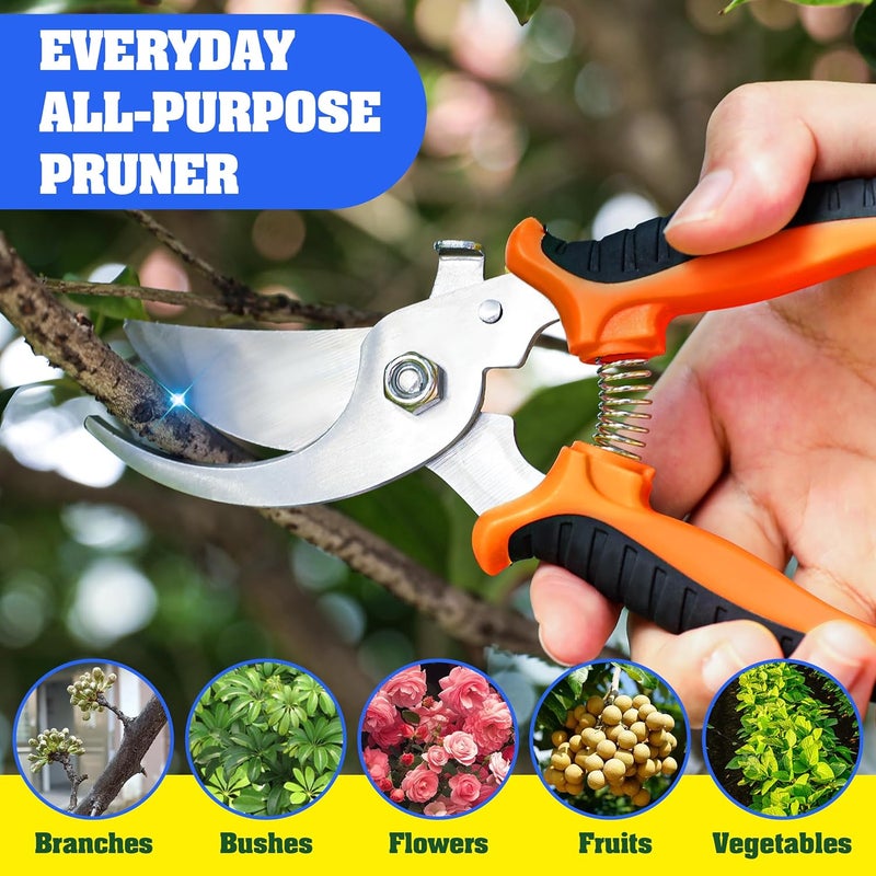 EWPJDK 4 Pack Garden Pruning Shears, Stainless Steel Garden Shears, Gardening Shears, Garden Scissors, Clippers, Pruning Snips, Pruning Shears for Gardening Tools (Orange) - Image 3